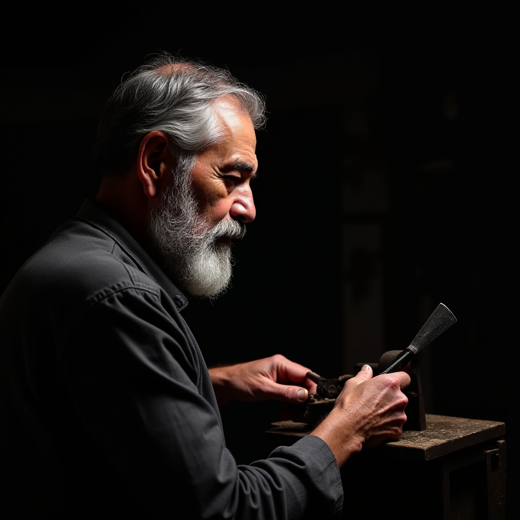 Maître artisan démontrant une technique traditionnelle